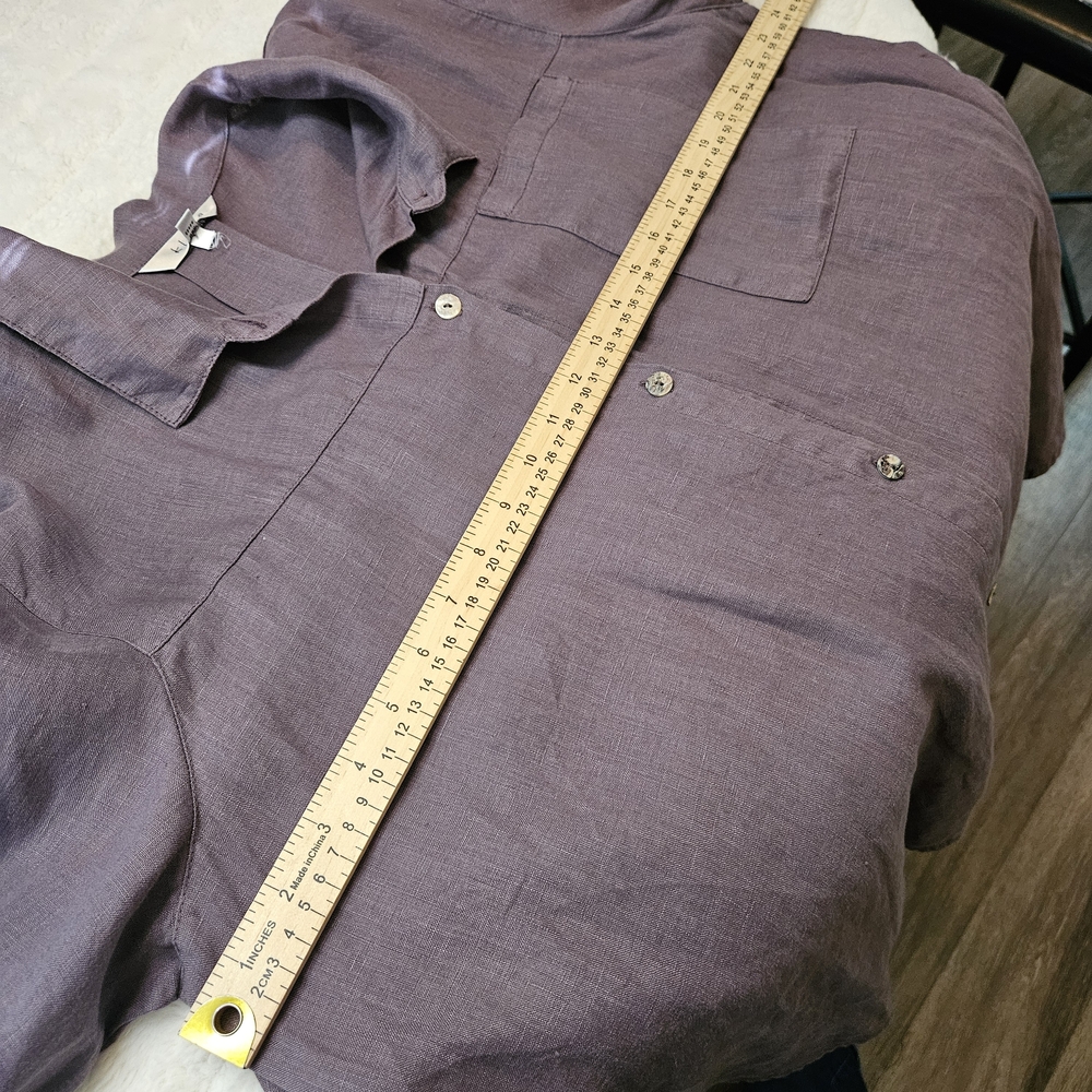 Kleen Women's Purple Casual 100% Linen Button Down Shirt XL - Picture 7 of 11